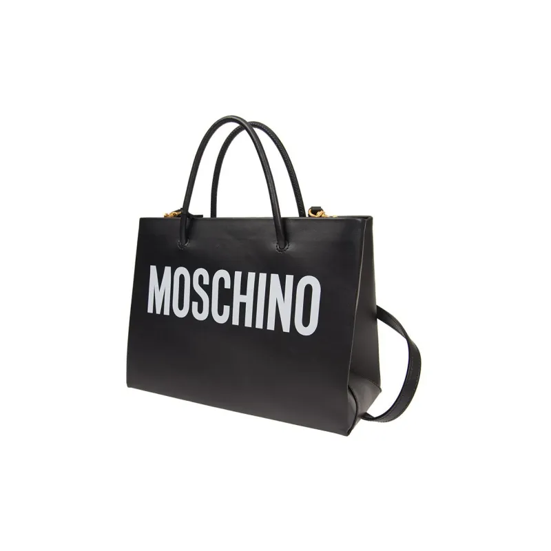 MOSCHINO Calfskin Shoulder Bag Crossbody Bag Handbag Small Size Women's Black-1