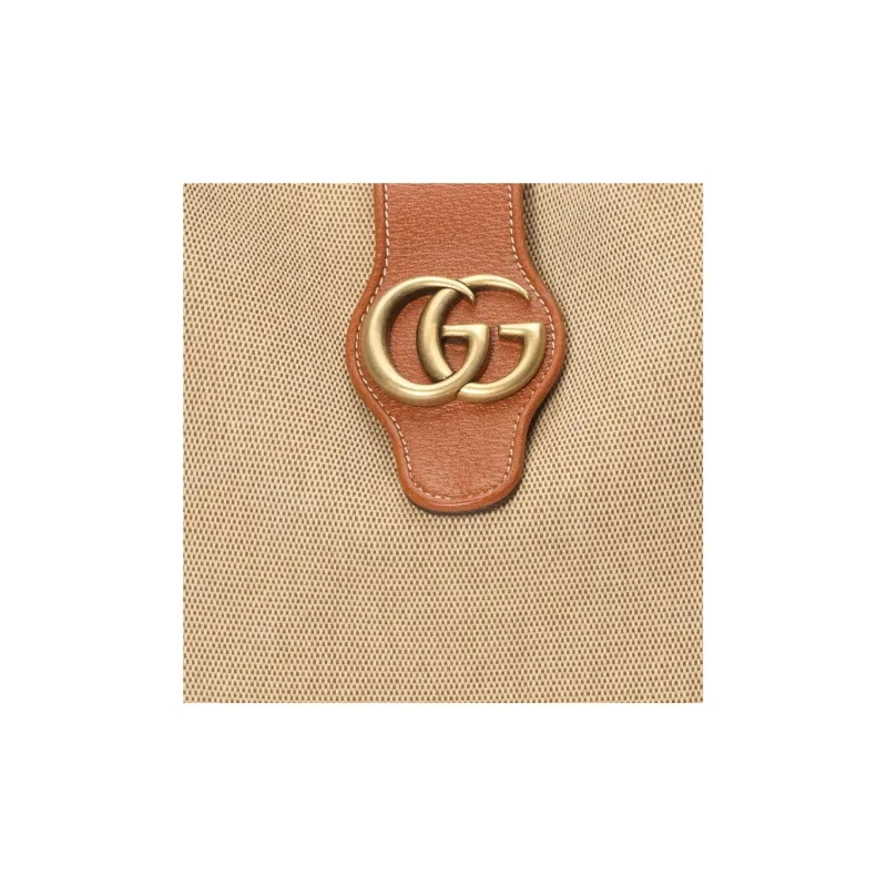 GUCCI Aphrodite Canvas With Leather Handbag Shoulder Bag Large Size Women's Beige/Brown-8