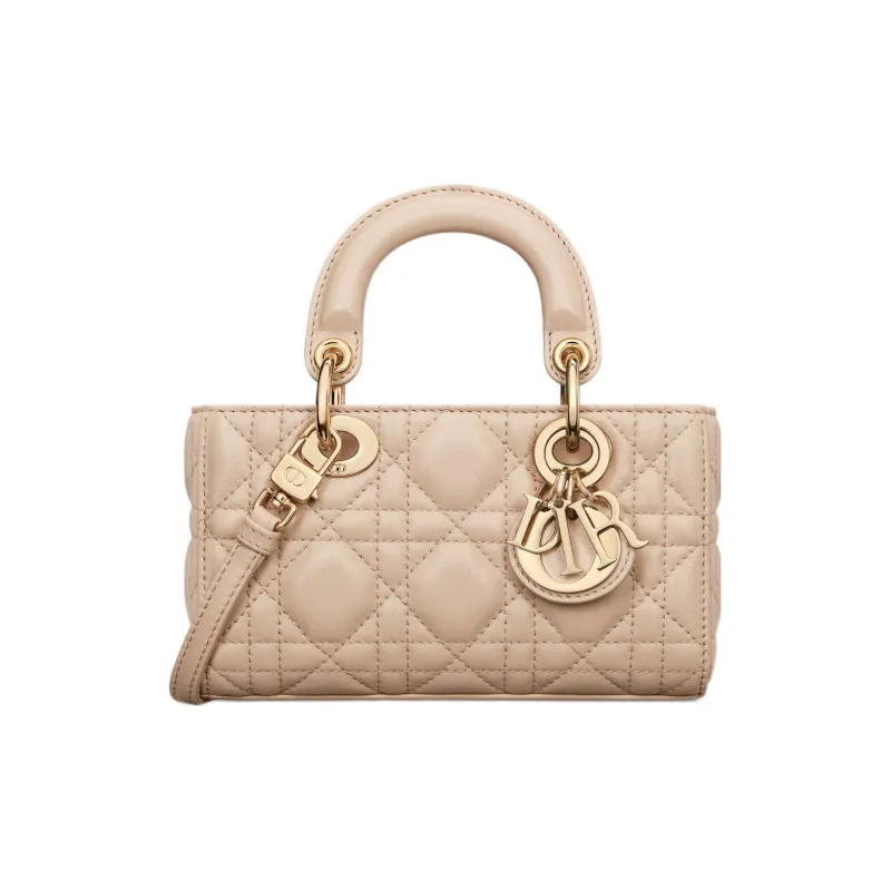 DIOR Lady D-JOY Wicker Pattern Sheepskin Daisie Bag Shoulder Bag Crossbody Bag Handbag Extra Mini Women's Beige-0