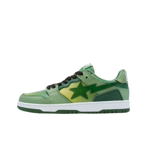 A BATHING APE SK8 Skateboard Shoes Men Low-Top White/Green