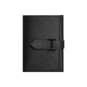 HERMES Bearn Epsom Calfskin Wallet Women's Noir Black