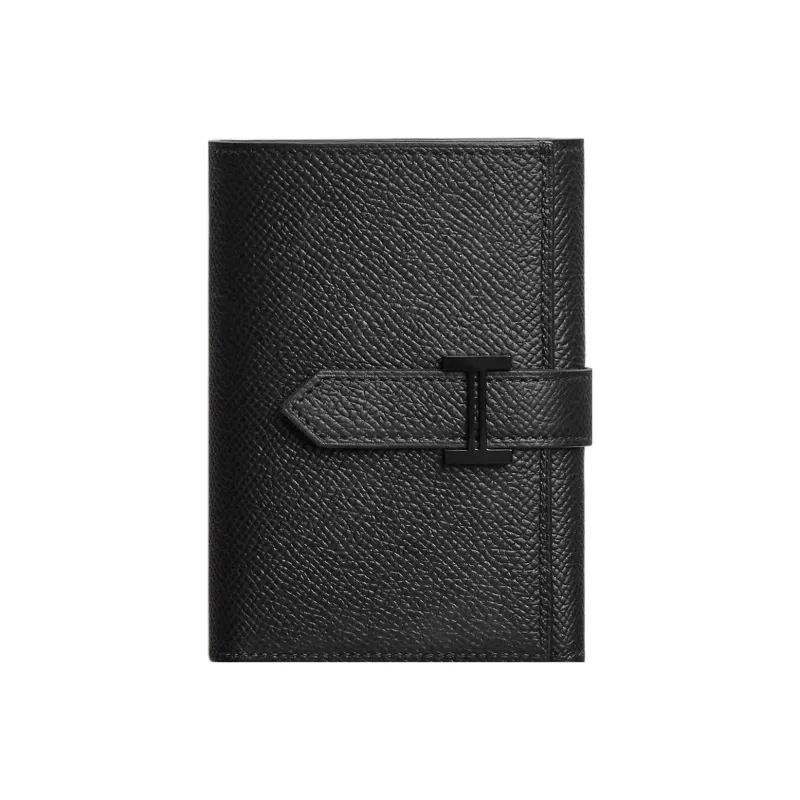 HERMES Bearn Epsom Calfskin Wallet Women's Noir Black-0