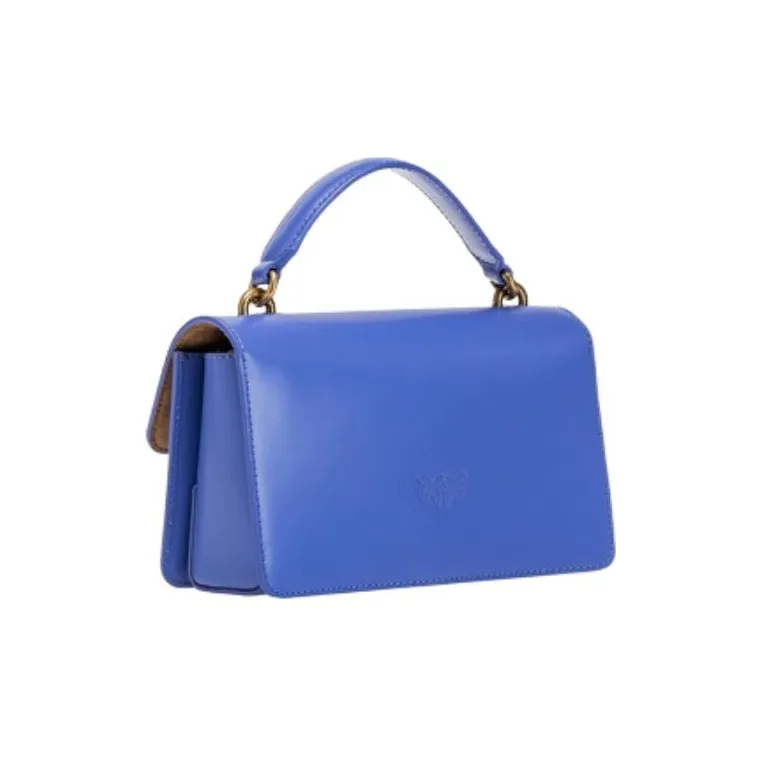 PINKO Cow Leather Handbag Shoulder Bag Crossbody Bag Small Size Women's Blue Purple-1