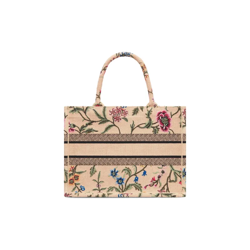 DIOR Embroidered Raffia Grass Tote Bag Shopping Bag Handbag Medium Size Women's Natural/Multicolor-2