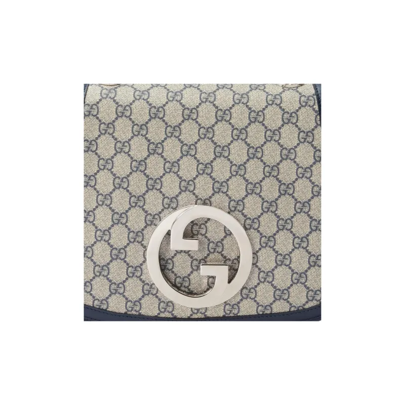 GUCCI Blondie Canvas With Leather Shoulder Bag Crossbody Bag Handbag Medium Size Women's Beige/Blue-10