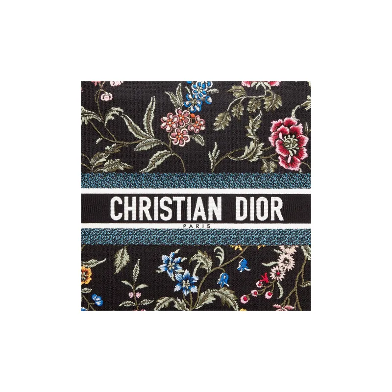 DIOR BookTote Embroidery Tote Bag Shopping Bag Handbag Large Size Women's Black/Multicolor-4