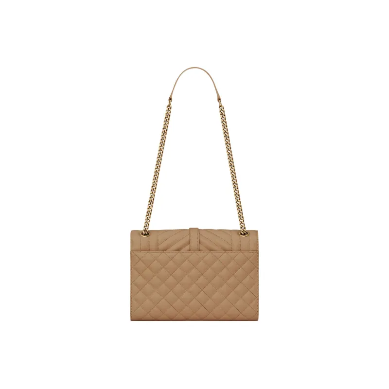 SAINT LAURENT ENVELOPE Embossed Leather Envelope Bag Shoulder Bag Crossbody Bag Medium Size Women's Taupe-2