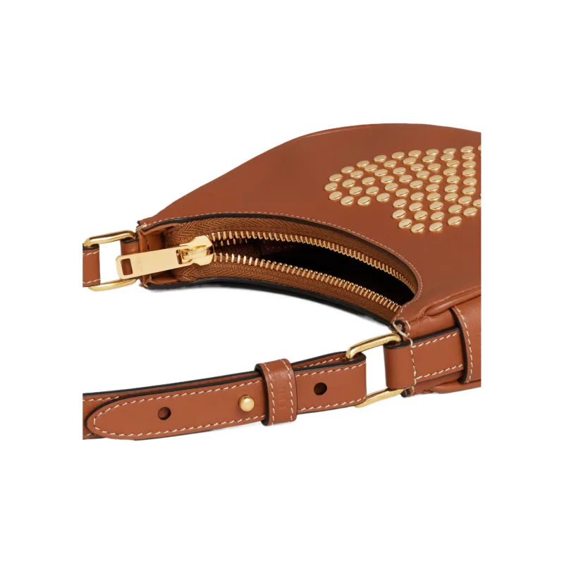 CELINE Smooth Calf Leather Handbags Shoulder Bags Women's Brown-4