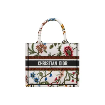 DIOR Embroidery Tote Bag Shopping Bag Handbag Small Size Women's White/Multicolor