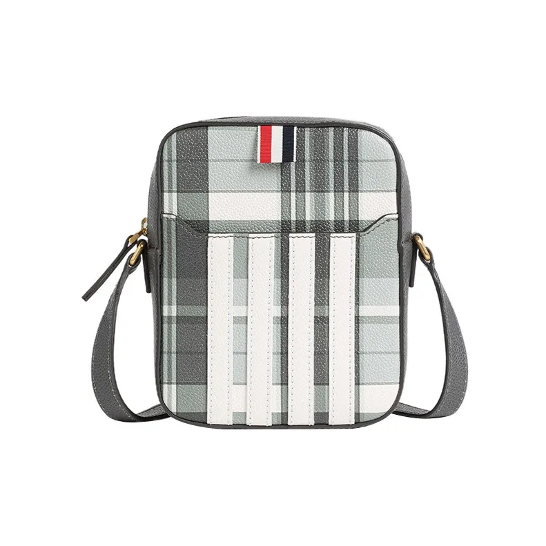 THOM BROWNE Checkered Zipped Messenger Bag-0