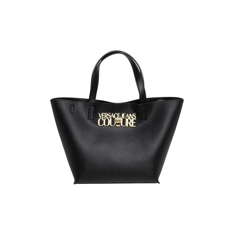 VERSACE JEANS COUTURE Polyurethane Tote Bag, Shopping Bag, Shoulder Bag, Crossbody Bag, Handbag Women's Black-0