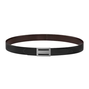 LONGCHAMP Fashion Casual Versatile, Buckle Belt Men's Black Width 3.5cm
