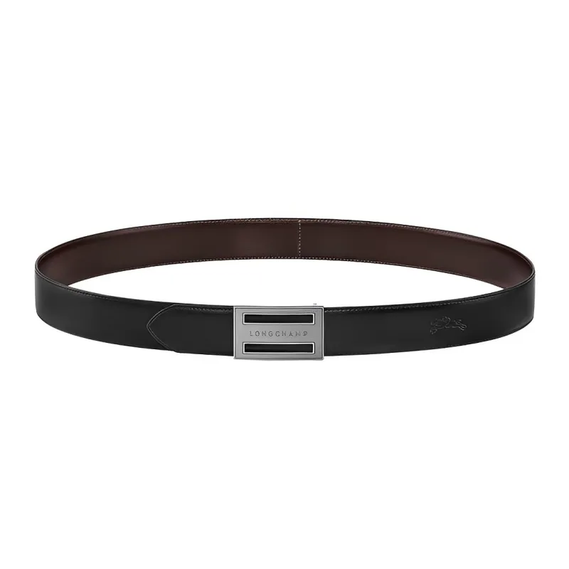 LONGCHAMP Fashion Casual Versatile, Buckle Belt Men's Black Width 3.5cm-0