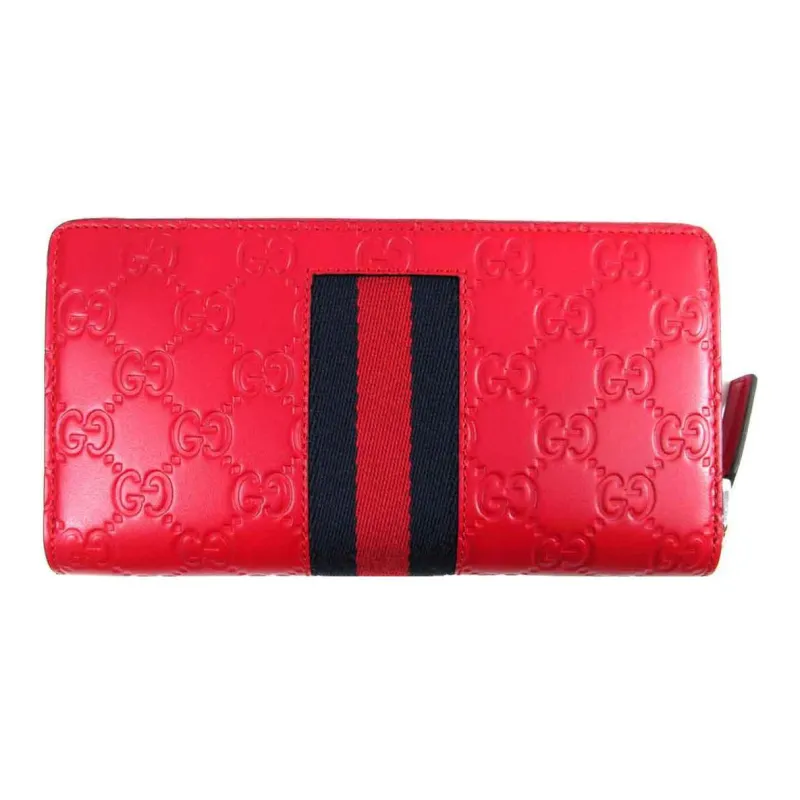 GUCCI Canvas With Leather Wallet Men's Red-3