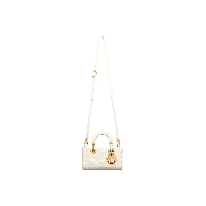 DIOR Lady D Joy Lambskin Lady Dior Bag, Shoulder Bag, Crossbody Bag, Handbag Extra Mini Women's Milk White-5