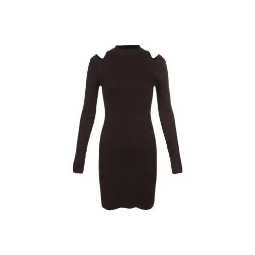 URBAN REVIVO Long-Sleeved Dresses Unisex Dark Brown