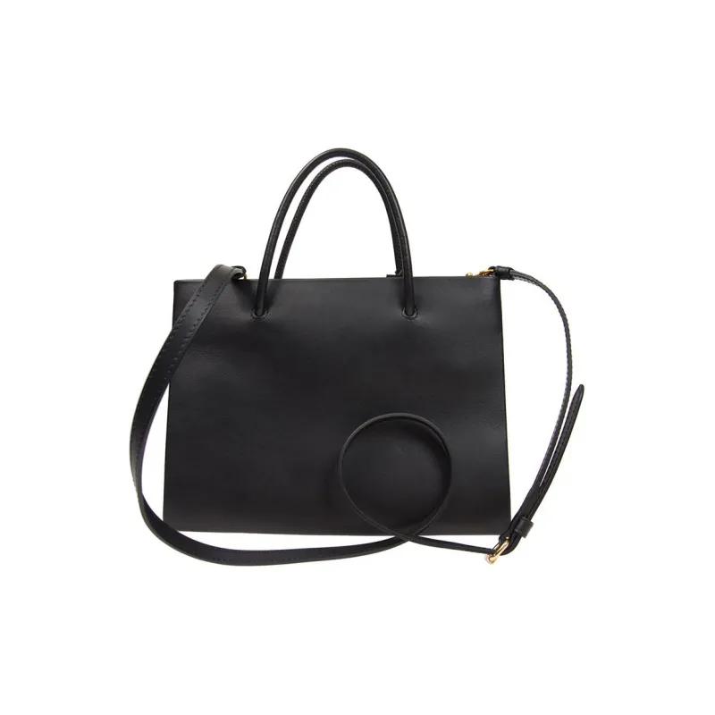 MOSCHINO Calfskin Shoulder Bag Crossbody Bag Handbag Small Size Women's Black-2
