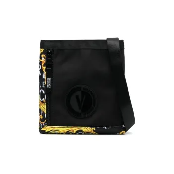 VERSACE JEANS COUTURE Polyester Messenger Bag, Crossbody Bag, Shoulder Bag Men's Black