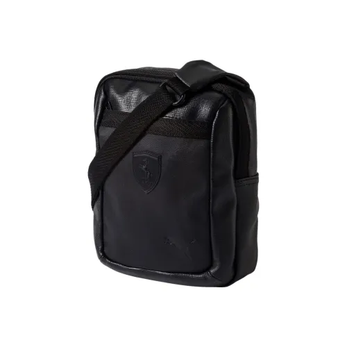 PUMA × Ferrari, Collaboration Artificial Leather Crossbody Bag, Shoulder Bag Regular Unisex Black