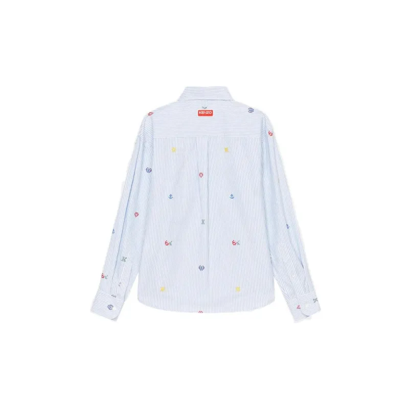 KENZO Fruit Stickers print Striped Shirt-1