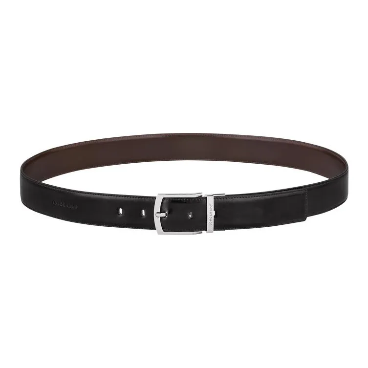 LONGCHAMP Fashion Casual Pin Buckle Belt Men's Black Width 3.5cm-0