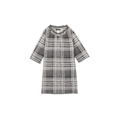 MaxMara Long-Sleeved Dresses Women's Plaid Black