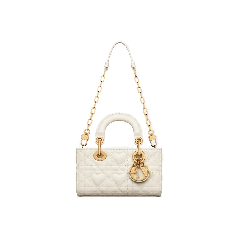 DIOR Lady D Joy Lambskin Lady Dior Bag, Shoulder Bag, Crossbody Bag, Handbag Extra Mini Women's Milk White-3