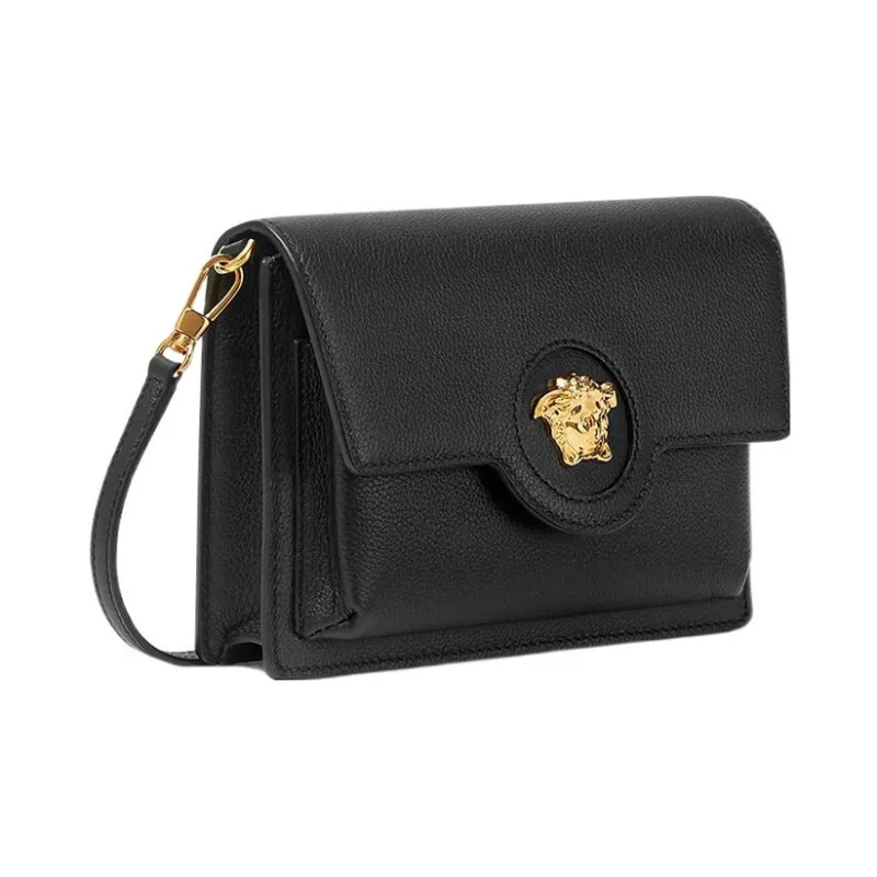 VERSACE Calfskin With Lambskin Trim Shoulder Bag Crossbody Bag Small Size Women's Black-1