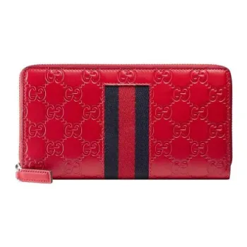 GUCCI Canvas With Leather Wallet Men's Red