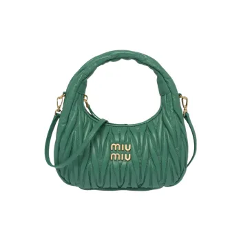 MIU MIU Wander Series Sheepskin Hobo Shoulder Bag Handbag Women's Green