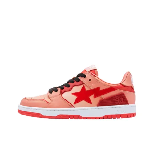 A BATHING APE SK8 Skateboard Shoes Men Low-Top Pink/White