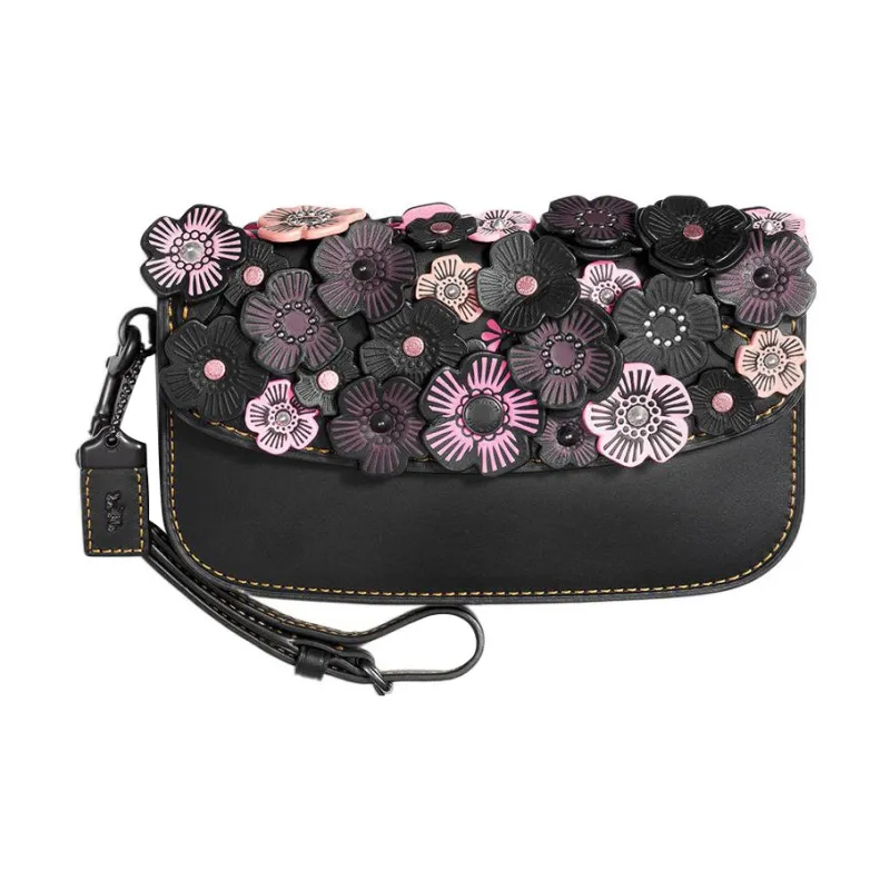 COACH Suede Clutch Trumpets Women's Black & Pink-0