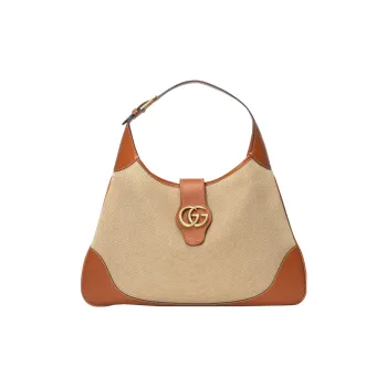 GUCCI Aphrodite Canvas With Leather Handbag Shoulder Bag Large Size Women's Beige/Brown