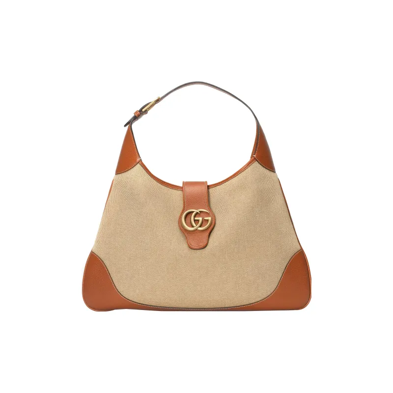 GUCCI Aphrodite Canvas With Leather Handbag Shoulder Bag Large Size Women's Beige/Brown-0