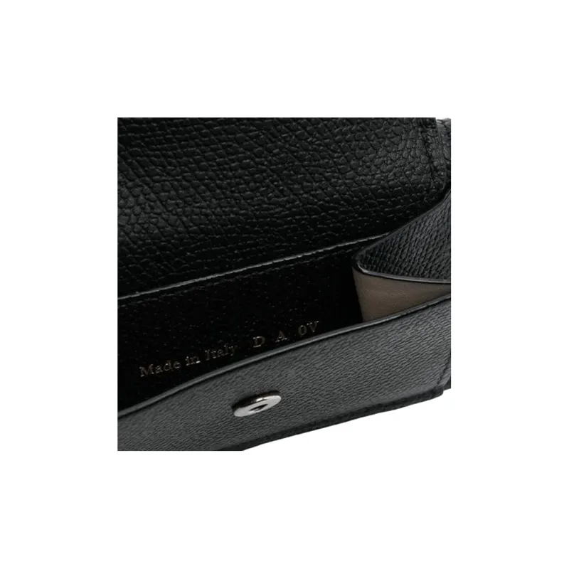 Valextra Millepunte Calfskin Coin Purse Small Size Men's Black-4