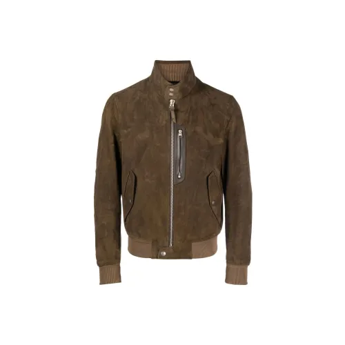 TOM FORD Leather Jackets Men Brown