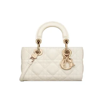 DIOR Lady D JOY Sheepskin Lady Dior Bag Shoulder Bag, Crossbody Bag, Handbag Extra Mini Women's White