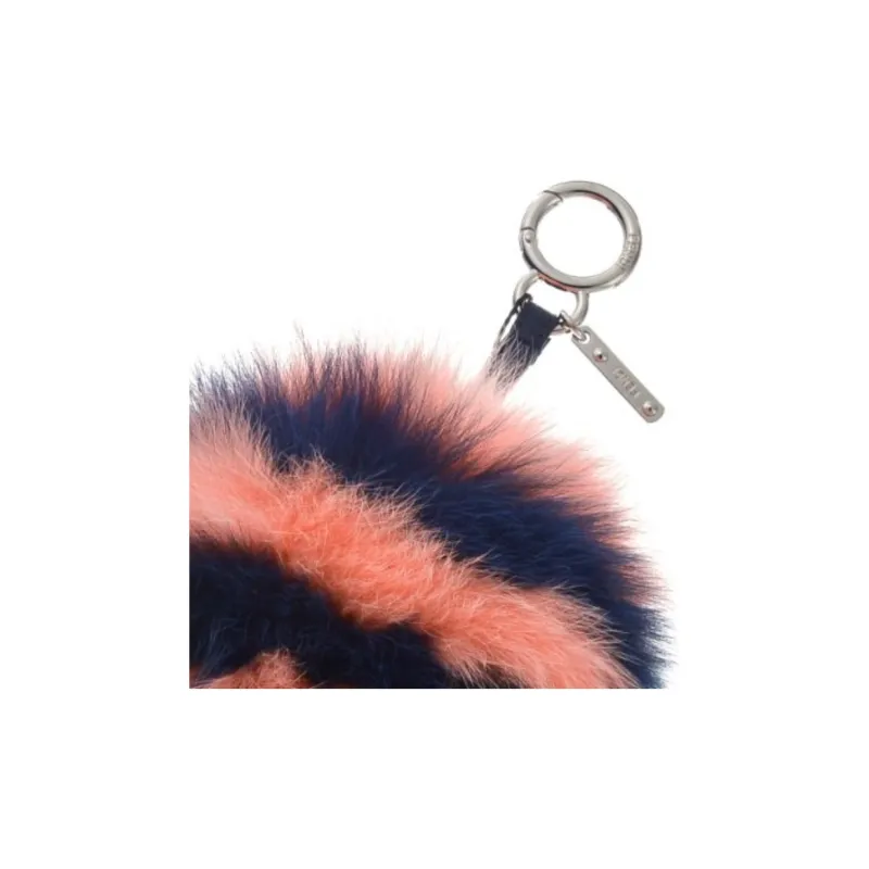 FENDI Fox Fur Charm Bag Accessory Women's Peach Pink & Blue-1