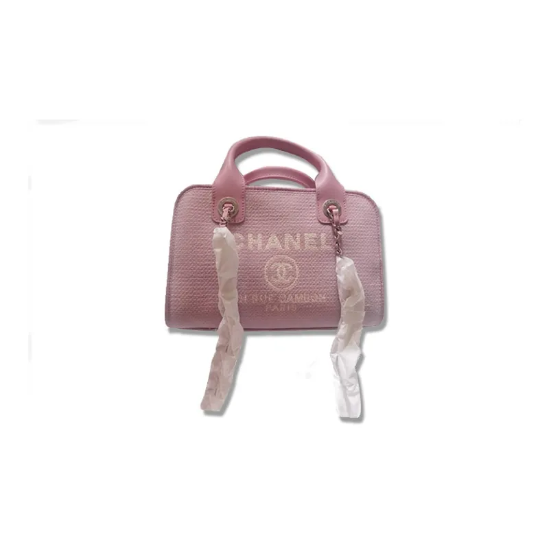 CHANEL Canvas Beach Bag, Bowling Bag, Pillow Bag, Handbag, Shoulder Bag, Crossbody Bag Trumpets Women's Pink-0