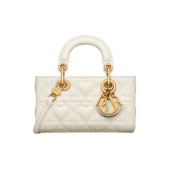 DIOR Lady D Joy Lambskin Lady Dior Bag, Shoulder Bag, Crossbody Bag, Handbag Extra Mini Women's Milk White