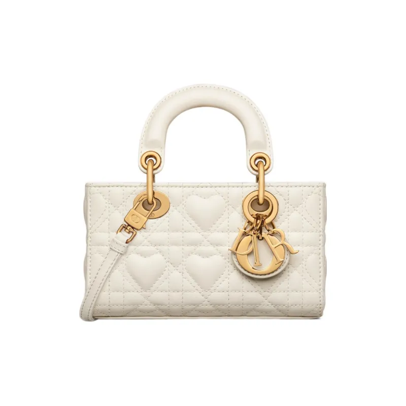 DIOR Lady D Joy Lambskin Lady Dior Bag, Shoulder Bag, Crossbody Bag, Handbag Extra Mini Women's Milk White-0