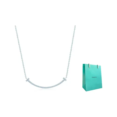 TIFFANY & CO. T-Smile Necklace Collection Necklaces Women's White Gold - Shopping Bag