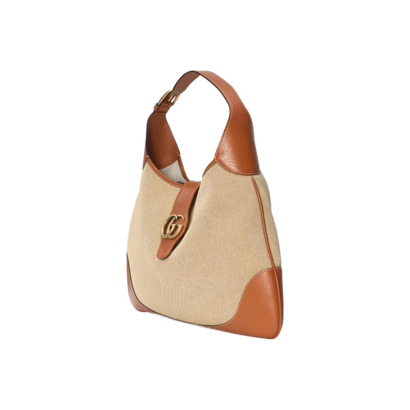 GUCCI Aphrodite Canvas With Leather Handbag Shoulder Bag Large Size Women's Beige/Brown-3