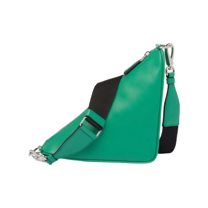 PRADA Leather Crossbody Bag Shoulder Bag Men's Green-2