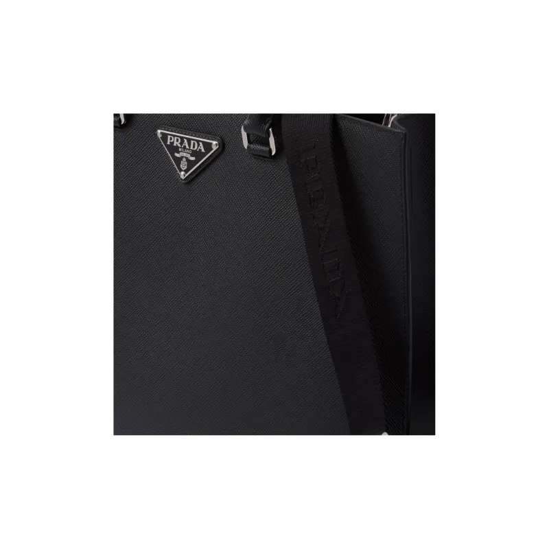 PRADA Saffiano Leather Tote Bag, Shopping Bag, Handbag Regular Men's Black-3
