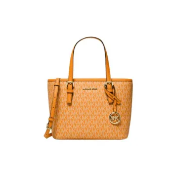 MICHAEL KORS Jet Set Travel Monogram Canvas With Leather Shoulder Bag Crossbody Bag Handbag Extra Small Women's Orange