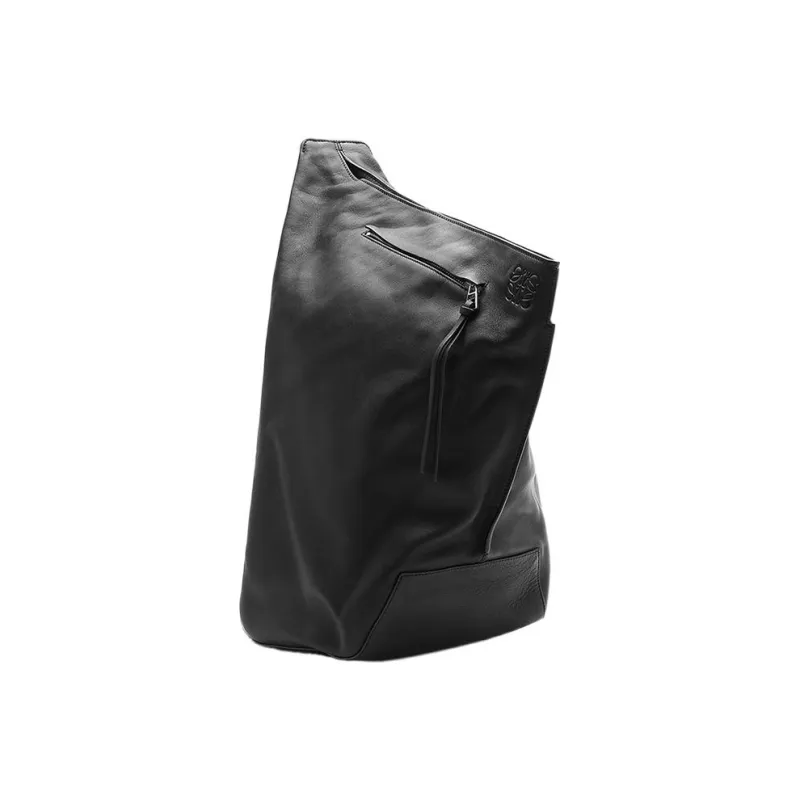 LOEWE Cow Leather Shoulder Bag Crossbody Bag Men's Black-0