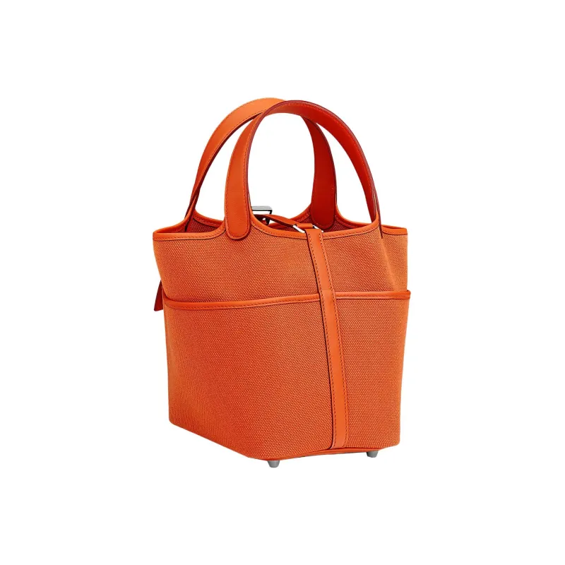 HERMES Picotin Lock Goeland Canvas With Swift Calfskin Bucket Bags Handbags Women's Bright Orange-2
