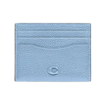 COACH Card Case Cow Leather Coin Purses Card Holders Women's Sky Blue