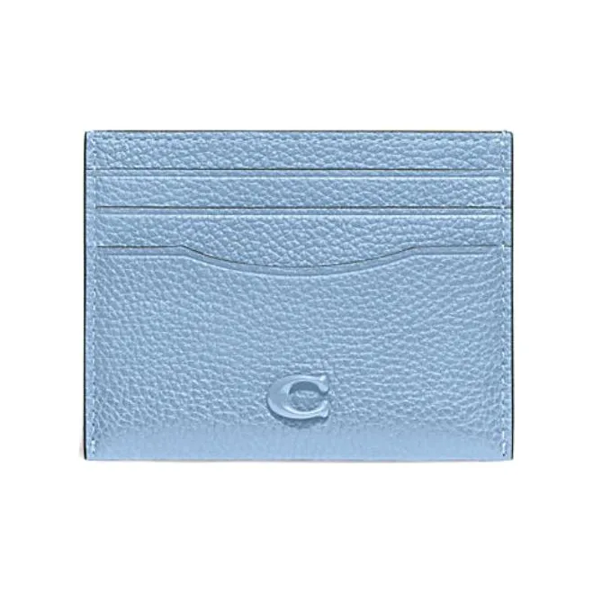 COACH Card Case Cow Leather Coin Purses Card Holders Women's Sky Blue-0